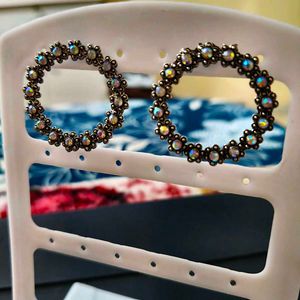 Elegant Circular Rhinestone Earrings