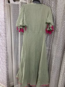 Elegant Light Green Kurti with Pink Tassels