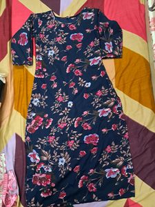 Beautiful Pink Floral N blue Kurti
