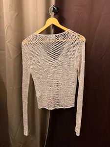 Sheer Crochet Long Sleeve Top