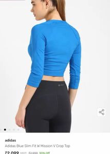 Adidas Blue Slim Fit Crop Top