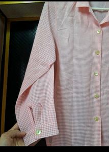Cute Pink Gingham Button-Up Shirt
