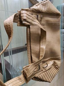 Stylish Textured Tan Hobo Bag