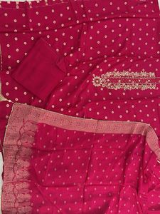 Rani colour silk suit handwork with beautif