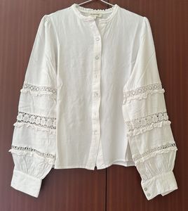 Elegant off White Lace Trimmed Blouse