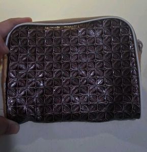 Pale Blue Floral Embossed Wallet+free pouch