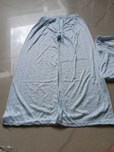 Light Blue Printed Night Suit Top
