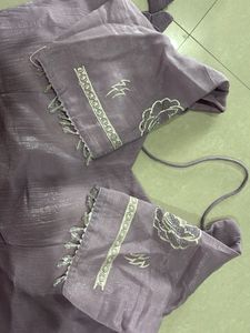 Elegant Lavender Embroidered Saree