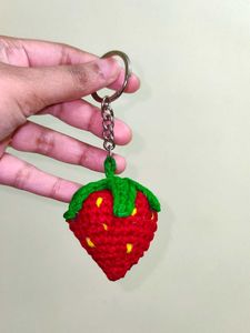 Handmade Crochet Strawberry Keychain-2