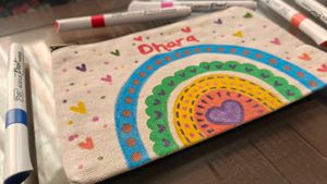 Hand-Painted Rainbow Pencil Pouch
