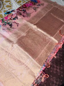Zari Brocade Floral Print Saree
