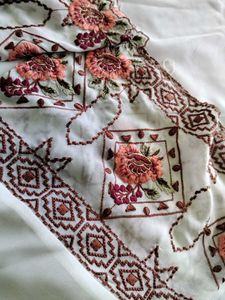 Cream Embroidered Palazzos