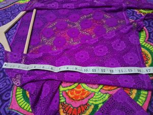 Purple Lace Tie Front Shrug