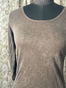 Marks &amp; Spencer Basic Brown 3/4 Sleeve Top