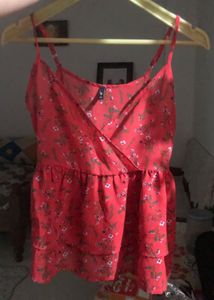 Chic Red Floral Peplum Top