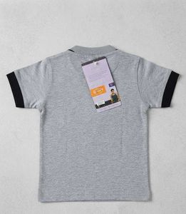 Boys Grey Polo T-Shirt with Athletic Print