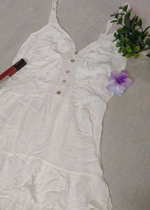 White Lace Trim Cami Dress