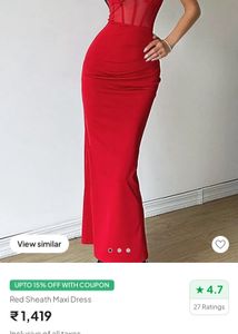 NEW Red Corset Mesh Midi Dress