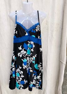 I. Floral Nightgown with Lace Trim