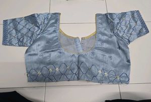Beautiful Blue Floral Saree with Blouse