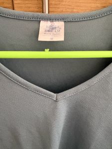 Blue V-Neck Long Sleeve Cropped Top
