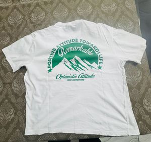 SHEIN Men's White "Optimistic Attitude" T-Shirt