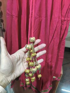 Bunaai Coral Peach Gota Work Anarkali Set