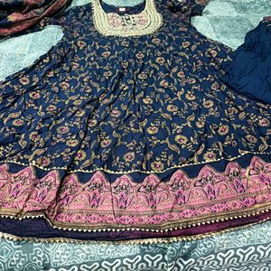 Beautiful Navy blue Anarkali set
