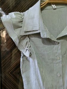Striped Button-Up Peplum Top