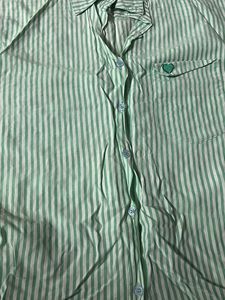 Mint Green Striped Button-Up Top