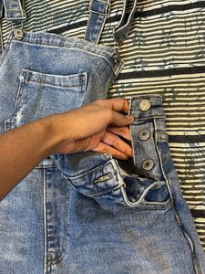 Distressed Denim Overalls
