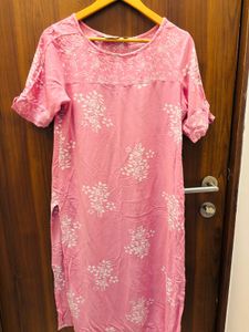 Pink Floral Print Kurta