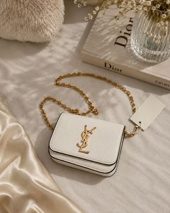 YSL White mini bag with Gold Chain