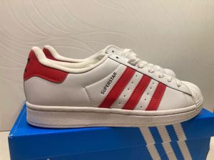 Adidas Superstar White Red Stripes Sneakers