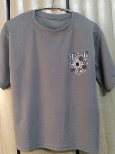 Grey Ribbed T-Shirt with Floral Detail