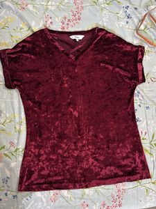 Crushed Velvet V-Neck Top