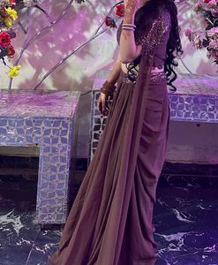 Elegant Brown Sequin Saree