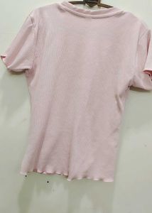Pink Ribbed T-Shirt with "I'm Aware That I Am Rare