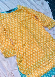 Yellow Printed Kurta
