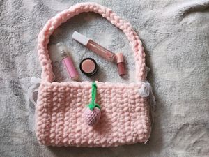 Crochet Pink Fluffy Bag