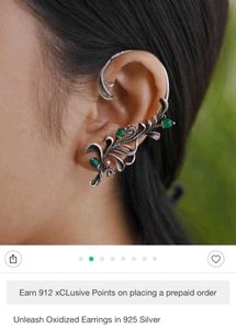 shaya by cartlane  Silver  Emerald Earring