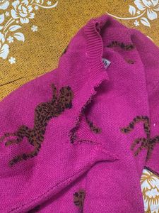 Cute Pink Cheetah Print Sweater