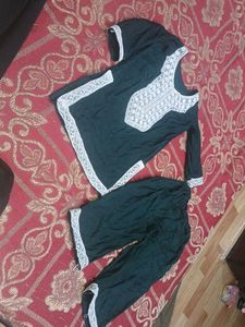 Stylish Black Kurta Set with White Embroidery