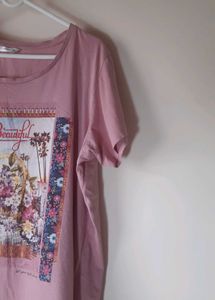 Pink Graphic T-Shirt For Gym/walking