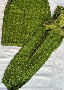 Banarasi GreenKurta with Pants and Dupatta