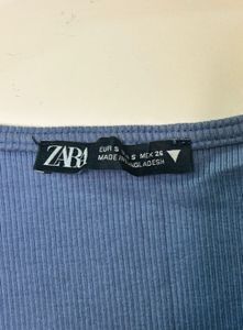 Blue Ruched Crop Top