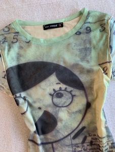 Unique Graphic Print Mesh T-Shirt