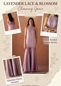 Lavender Lace & Blossom Kurta Set