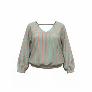 Striped V-Neck Long Sleeve Top