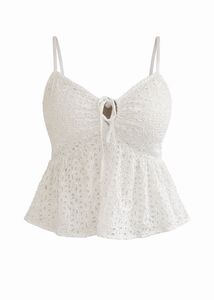 White Eyelet Peplum Camisole Top